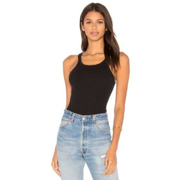 ReDone X Hanes Black Ribbed Scoop Neck Tank Top S - Picture 1 of 4